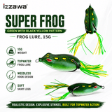 IZZAWA Super Frog Green with Black Yellow Pattern Frog Lure 15g | Pack of 1