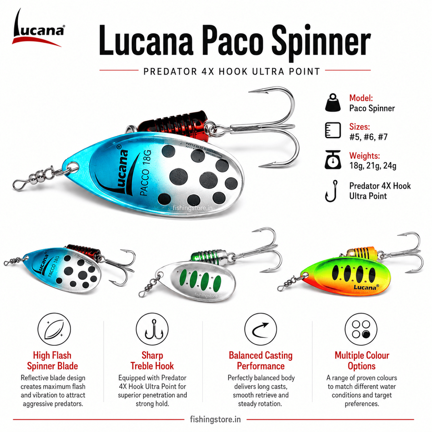 Lucana Paco Spinner Lure - 24g - Green Tiger