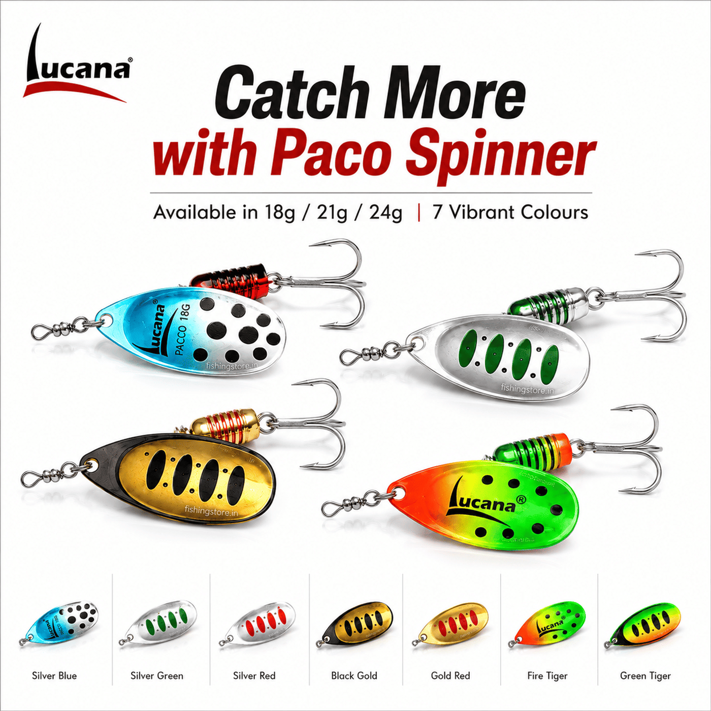 Lucana Paco Spinner Lure - 24g - Green Tiger