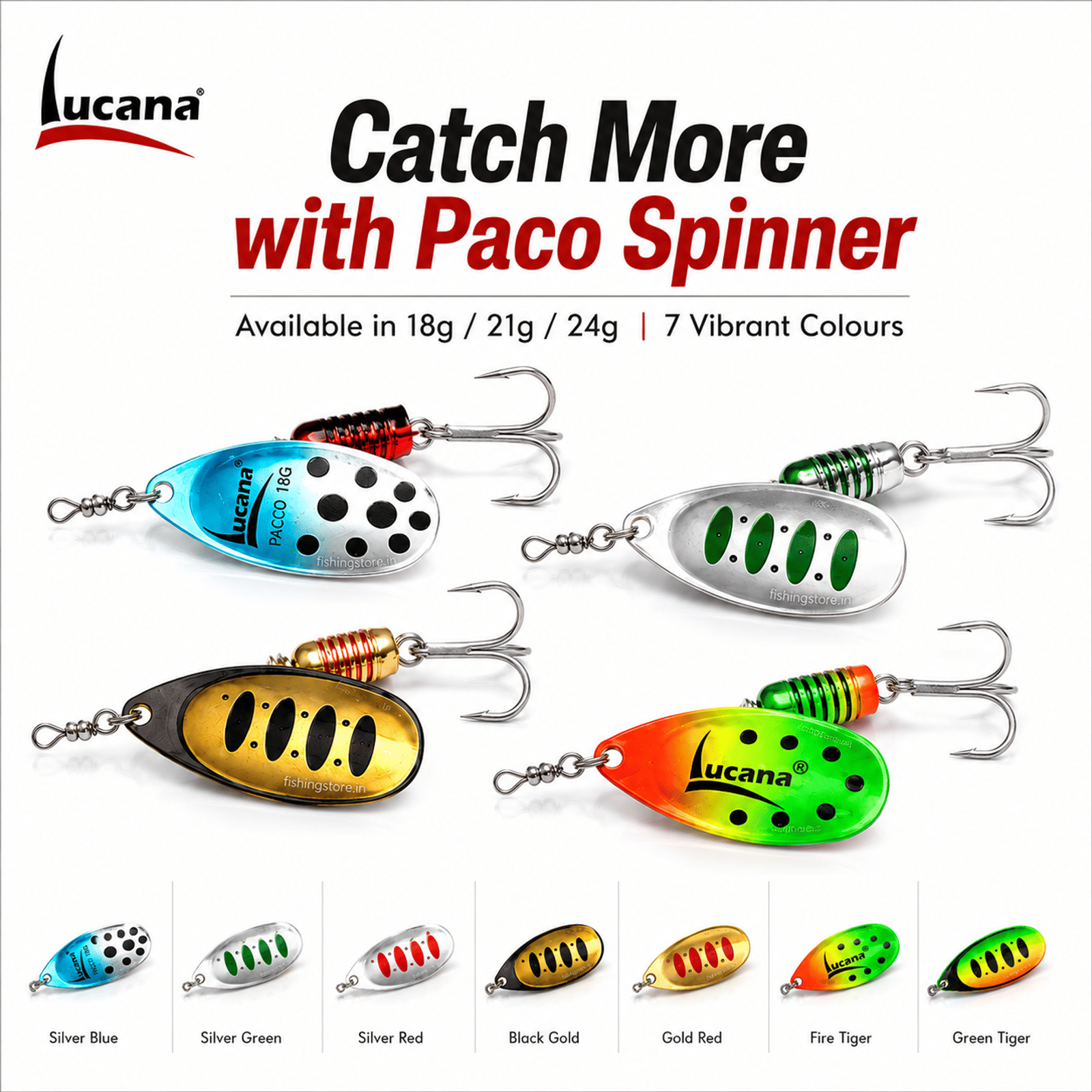 Lucana Paco Spinner Lure - 24g - Green Tiger
