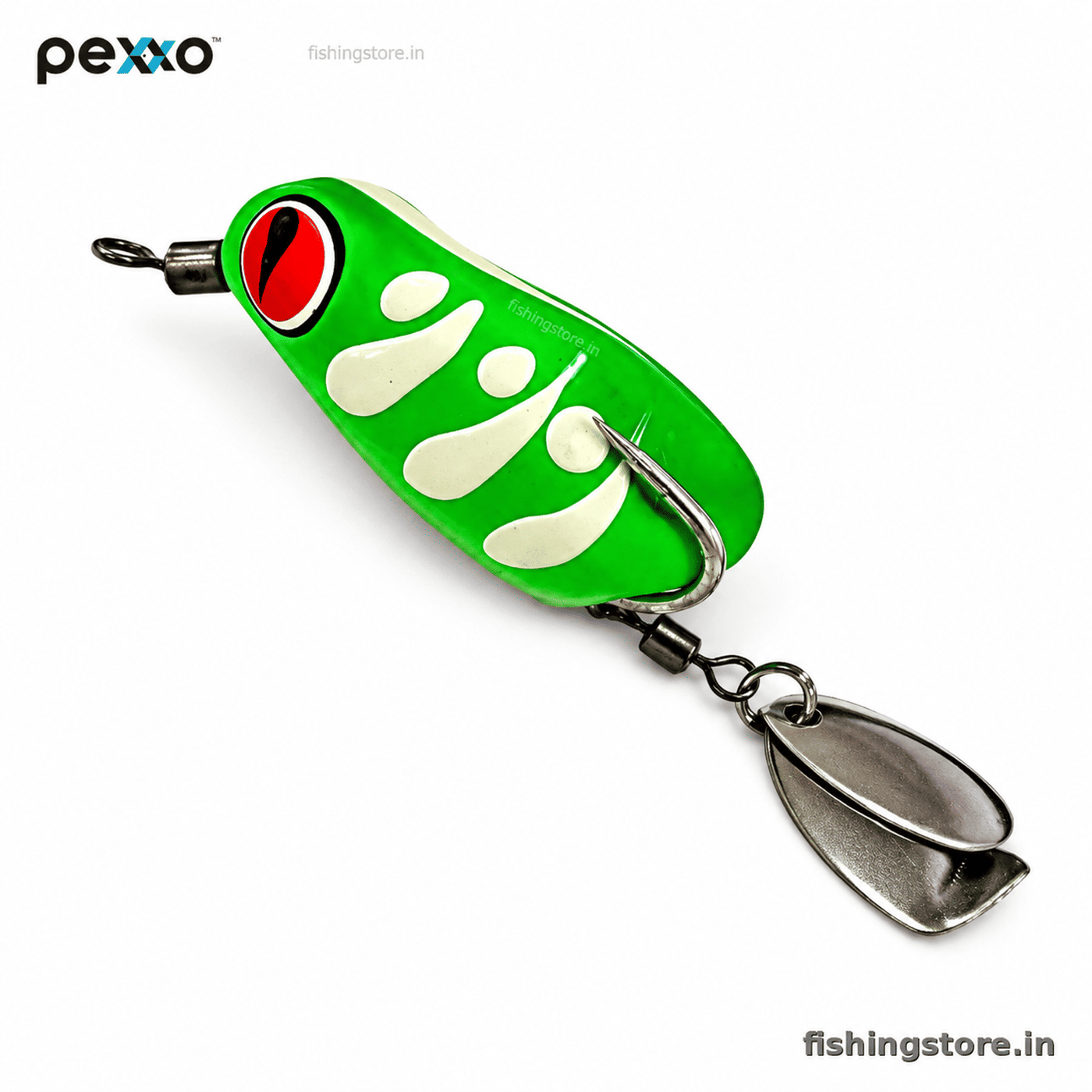 Pexxo Laser Hand Made Soft Frog Lure 4cm 7-8g  Compact Weedless Frog Bait for Bass & Snakehead - Green
