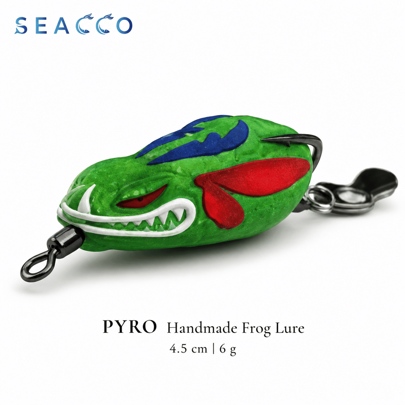 SEACCO Pyro Handmade Frog Lure 4.5cm 6g - Green Red Blue | Pack of 1