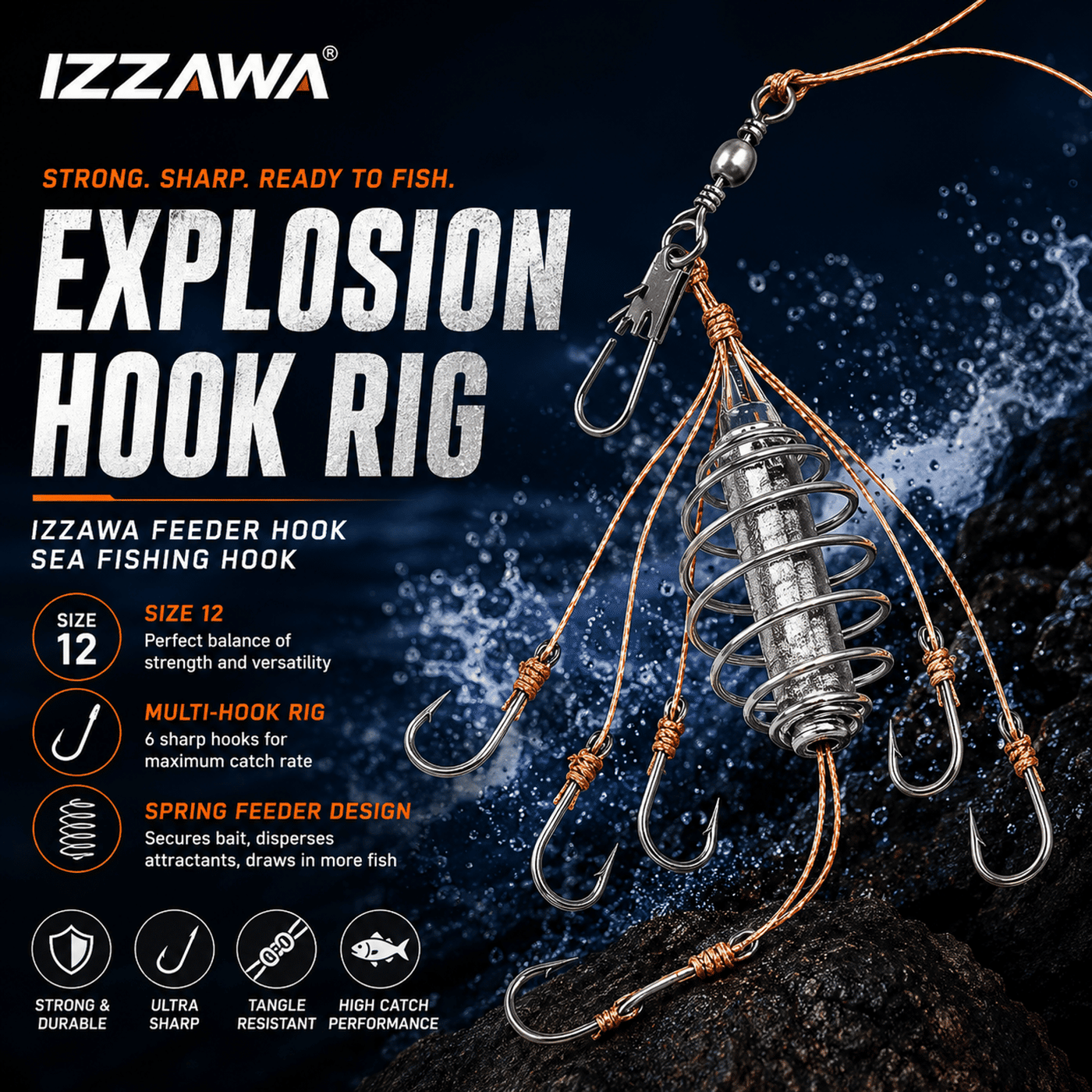 IZZAWA Feeder Hook Sea Fishing Hook Explosion Hook - Size 12