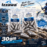 Izzawa 30gm Bullet Lead Fishing Sinkers saltwater feature image