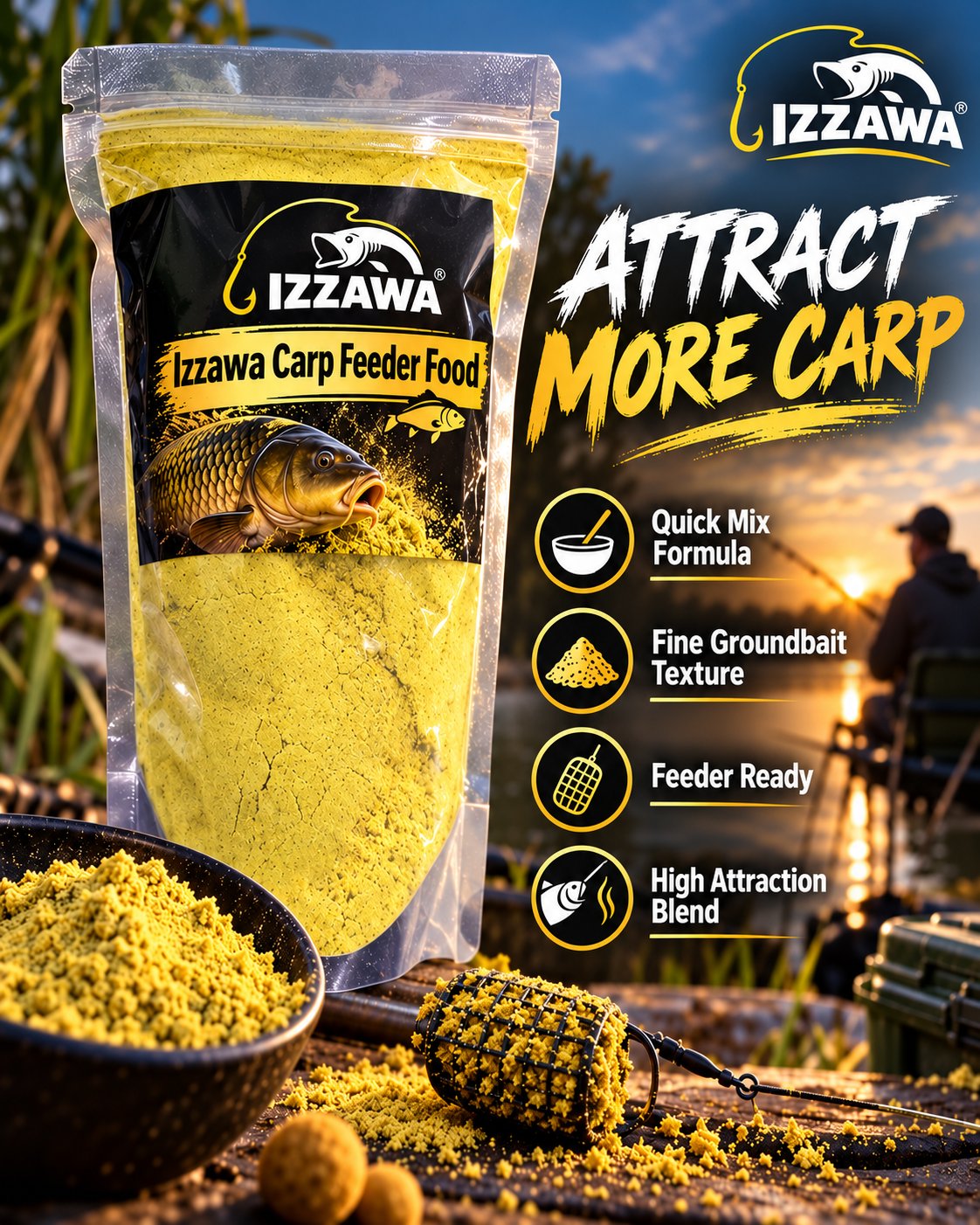IZZAWA Carp Feeder Food features and groundbait use.