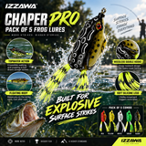 Izzawa Chaper Pro Pack of 5 Frog Lures topwater action image