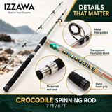 IZZAWA Crocodile rod guides, transparent fiberglass blank, reel seat and foam grip