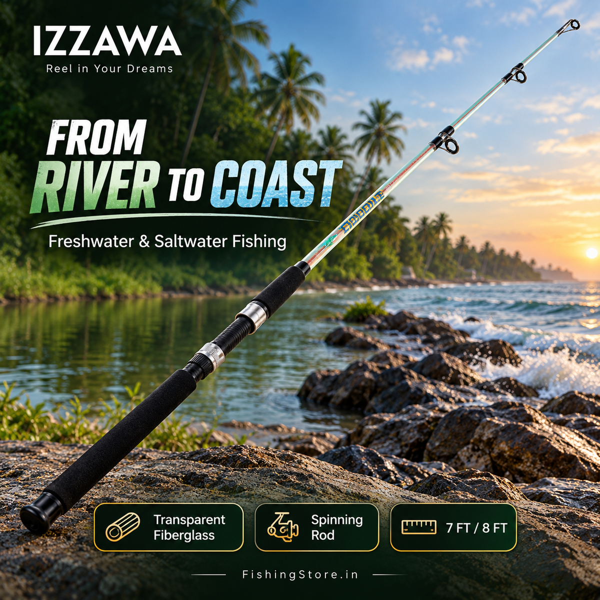 IZZAWA Crocodile spinning rod for freshwater and saltwater fishing