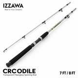IZZAWA Crocodile transparent fiberglass spinning rod, 7 ft and 8 ft