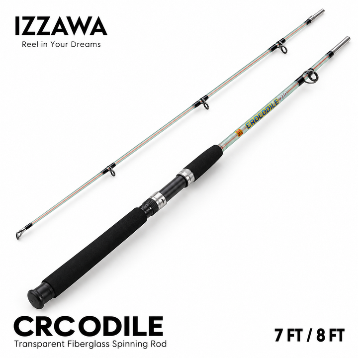 IZZAWA Crocodile transparent fiberglass spinning rod, 7 ft and 8 ft