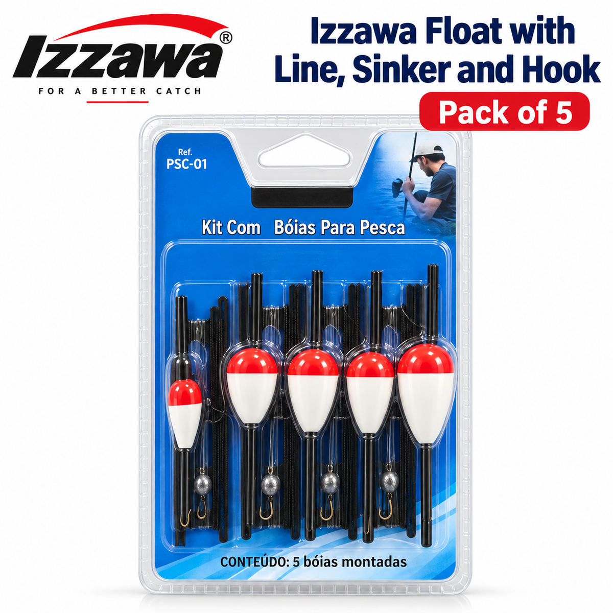 Izzawa Float with Line Sinker and Hook Pack of 5 main product image
