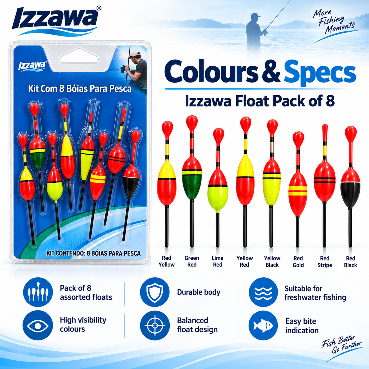 Izzawa Float Pack of 8 colours and specifications