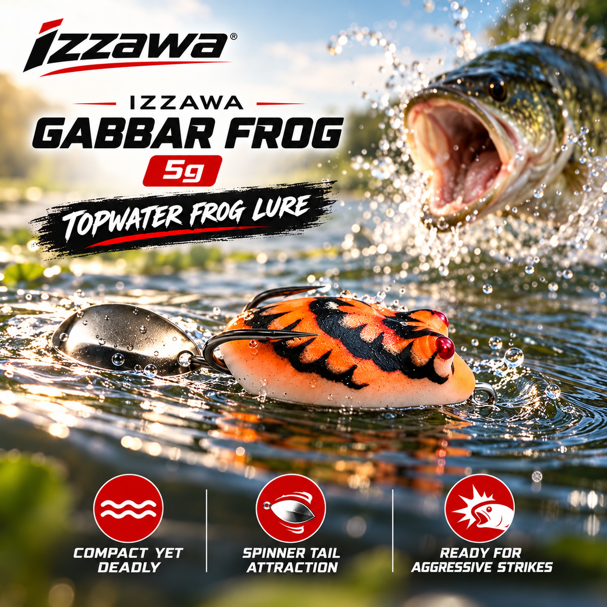 IZZAWA Gabbar Frog 5g topwater action promotional image.