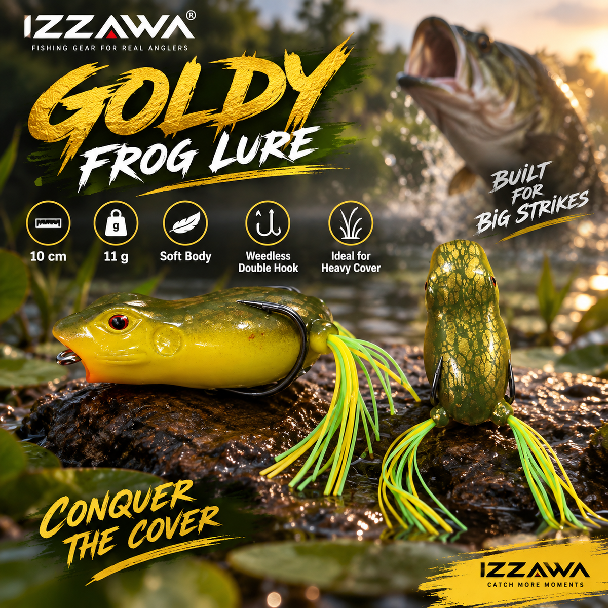 Izzawa Goldy Frog Lure detailed feature image