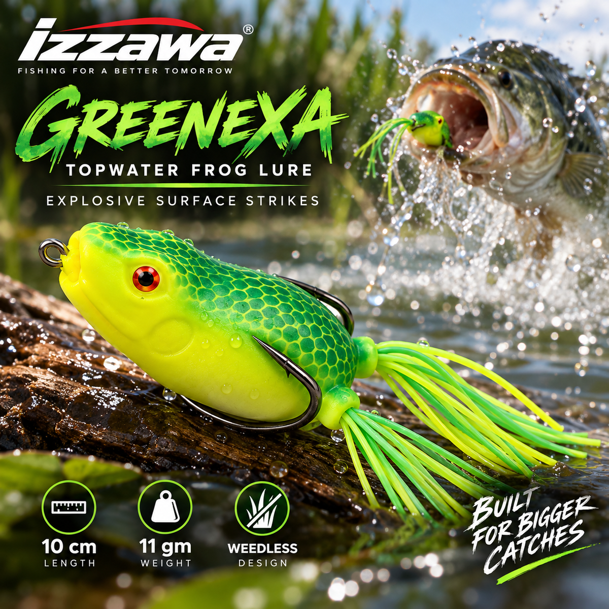 Izzawa Greenexa Frog Lure detailed feature image