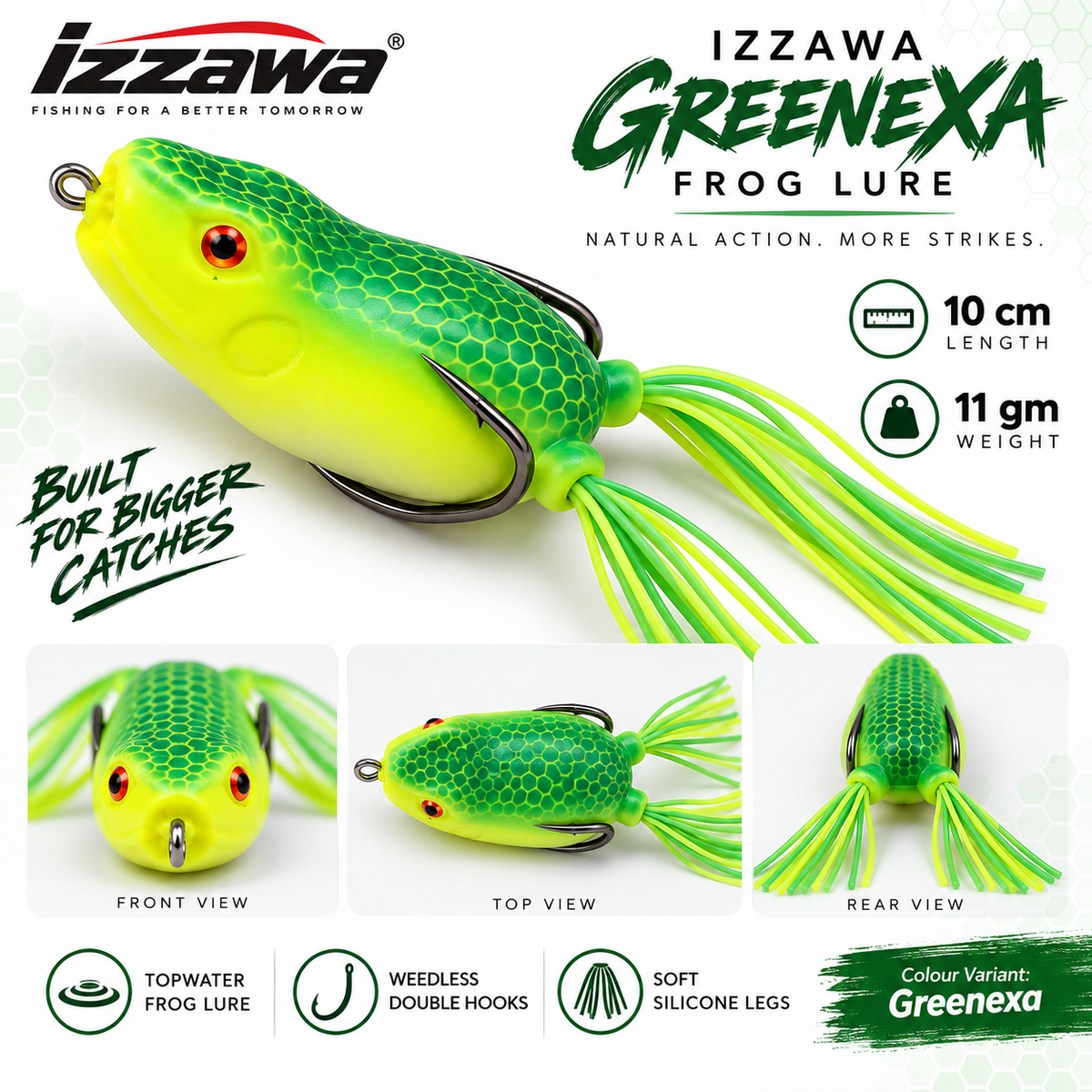 Izzawa Greenexa Frog Lure specifications and colour image
