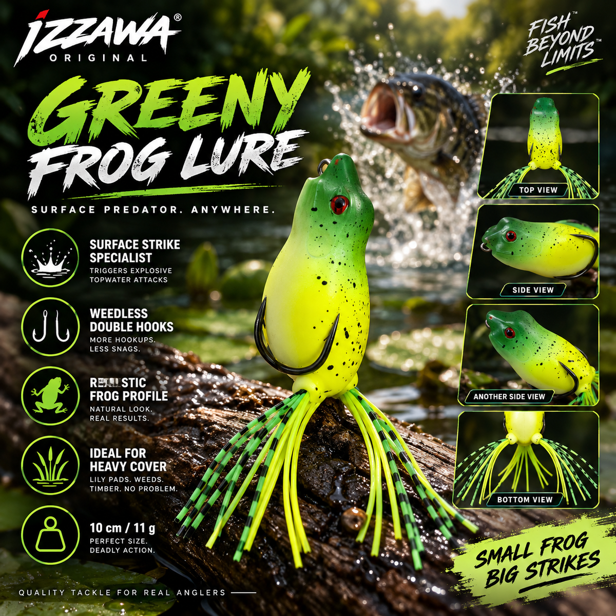 Izzawa Greeny Frog Lure detailed feature image