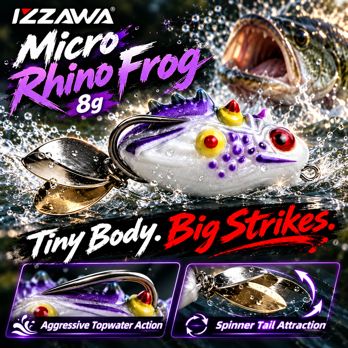 IZZAWA Micro Rhino Frog 8g action promotional image.