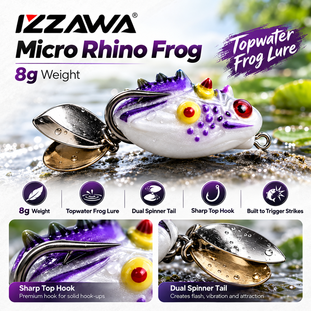 IZZAWA Micro Rhino Frog 8g feature detail image.