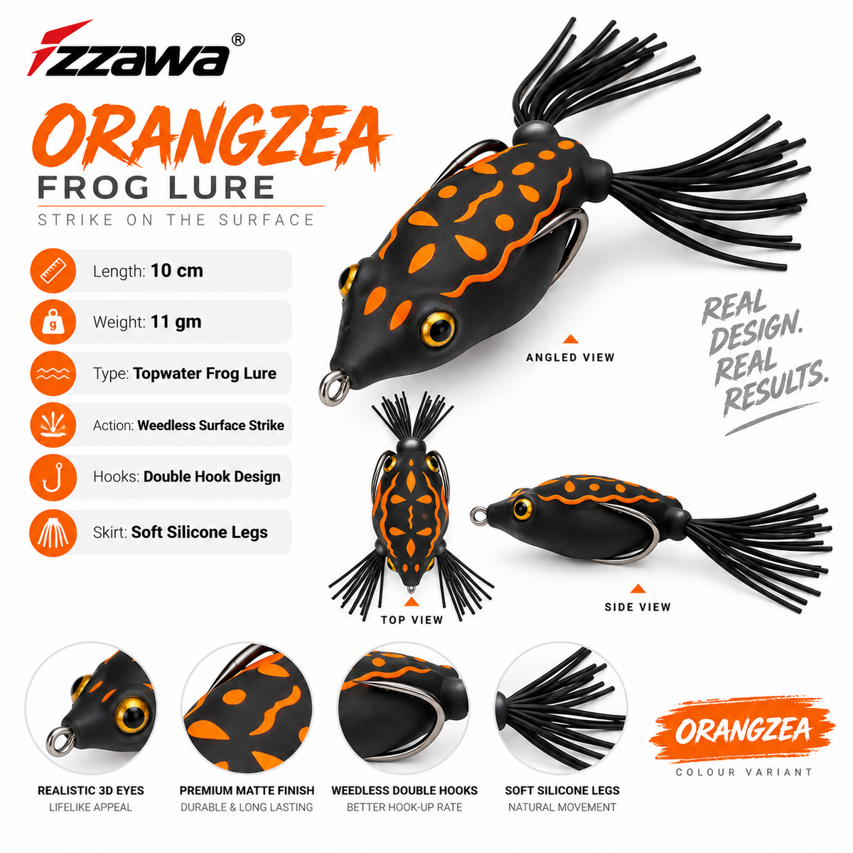 Izzawa Orangzea Frog Lure specifications and colour image
