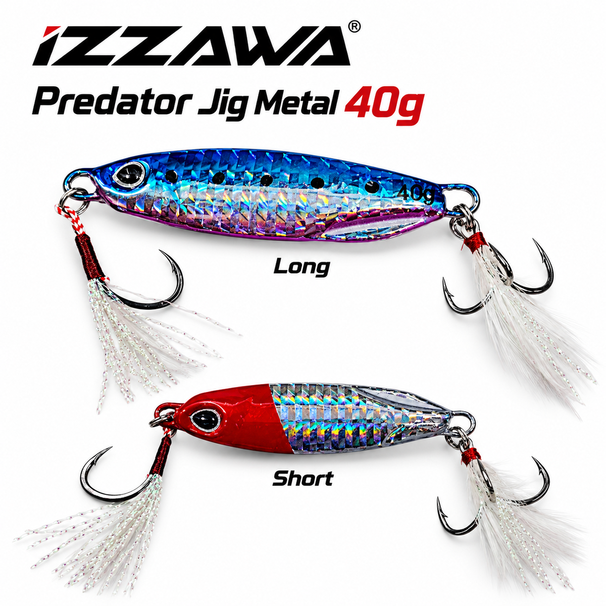 IZZAWA Predator Jig Metal 40g short and long main product image.
