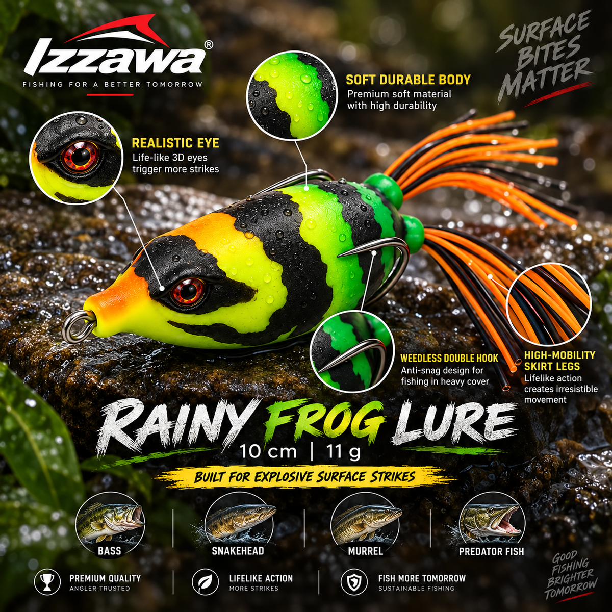 Izzawa Rainy Frog Lure detailed feature image