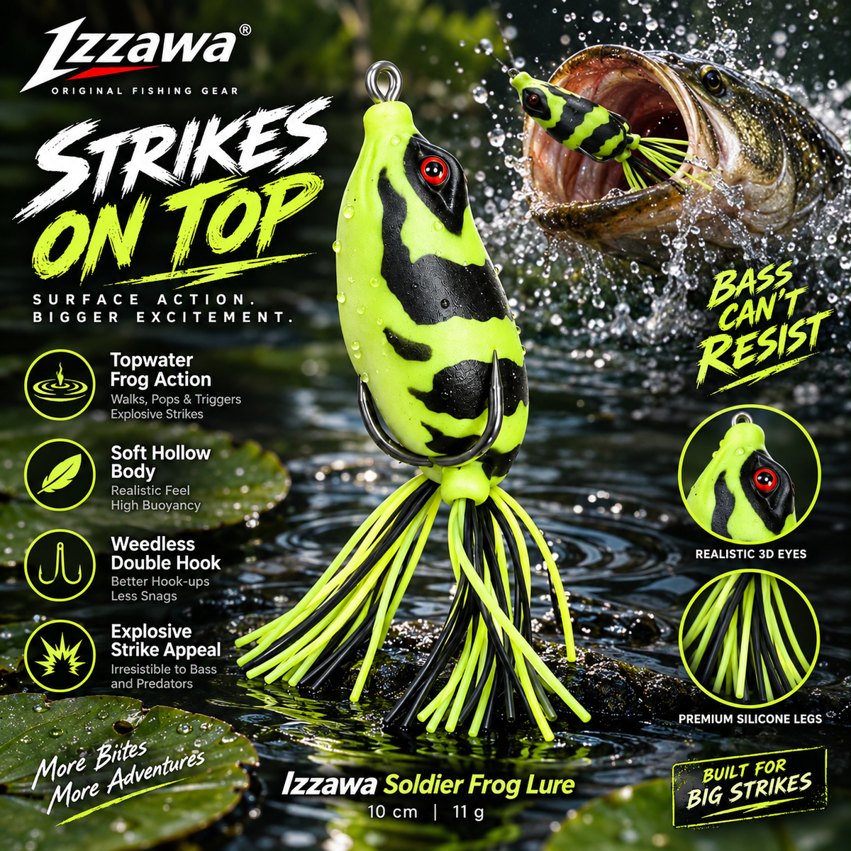 Izzawa Soldier Frog Lure topwater action feature image