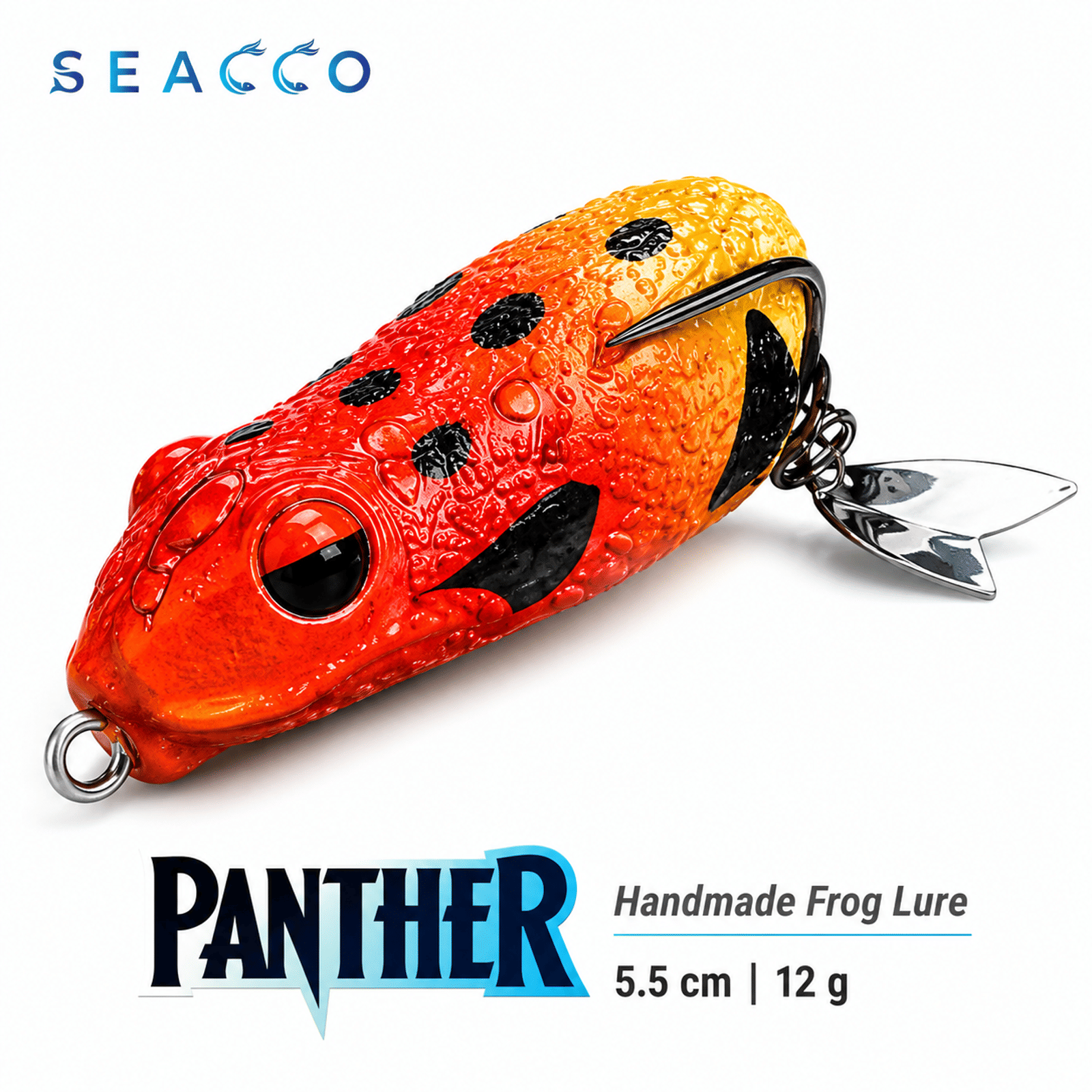 SEACCO Panther Handmade Frog Lure 5.5cm 12g - Orange Black Dot | Pack of 1