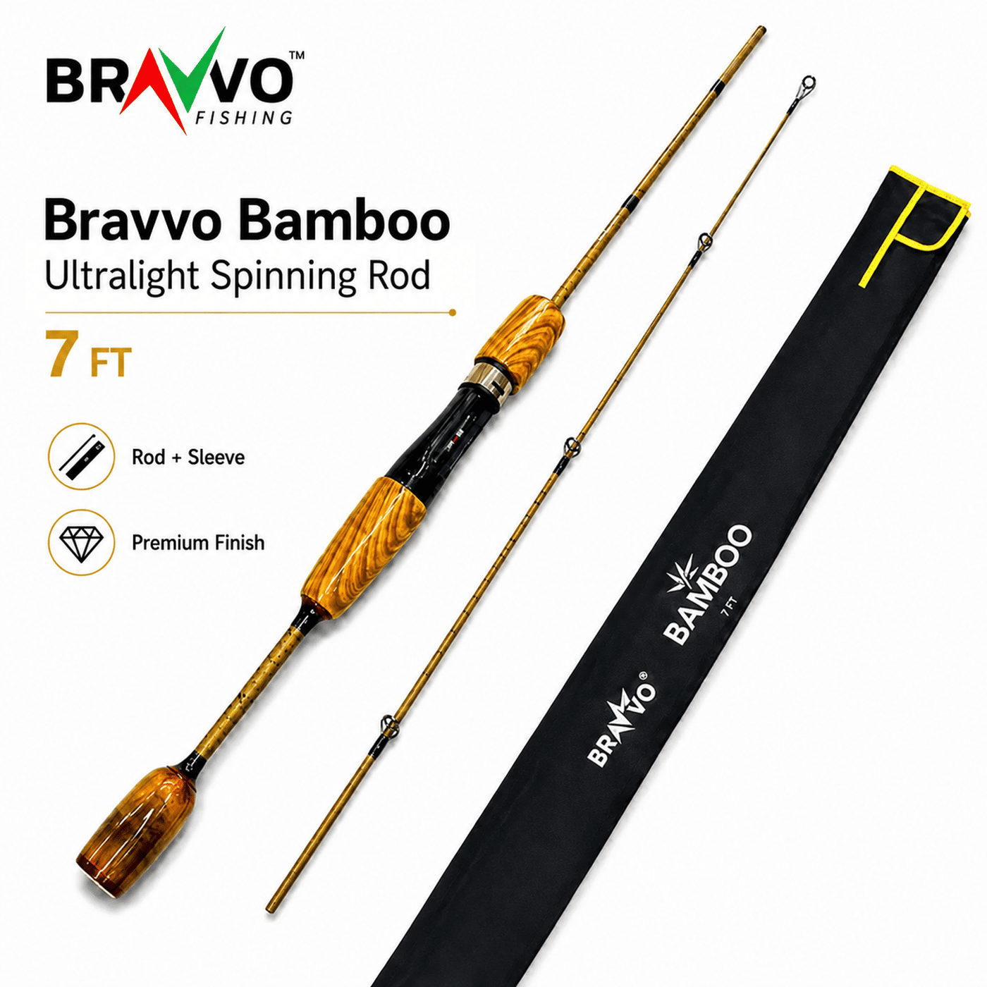 Bravvo Bamboo Ultralight Spinning Rod - 6.6 & 7 Ft