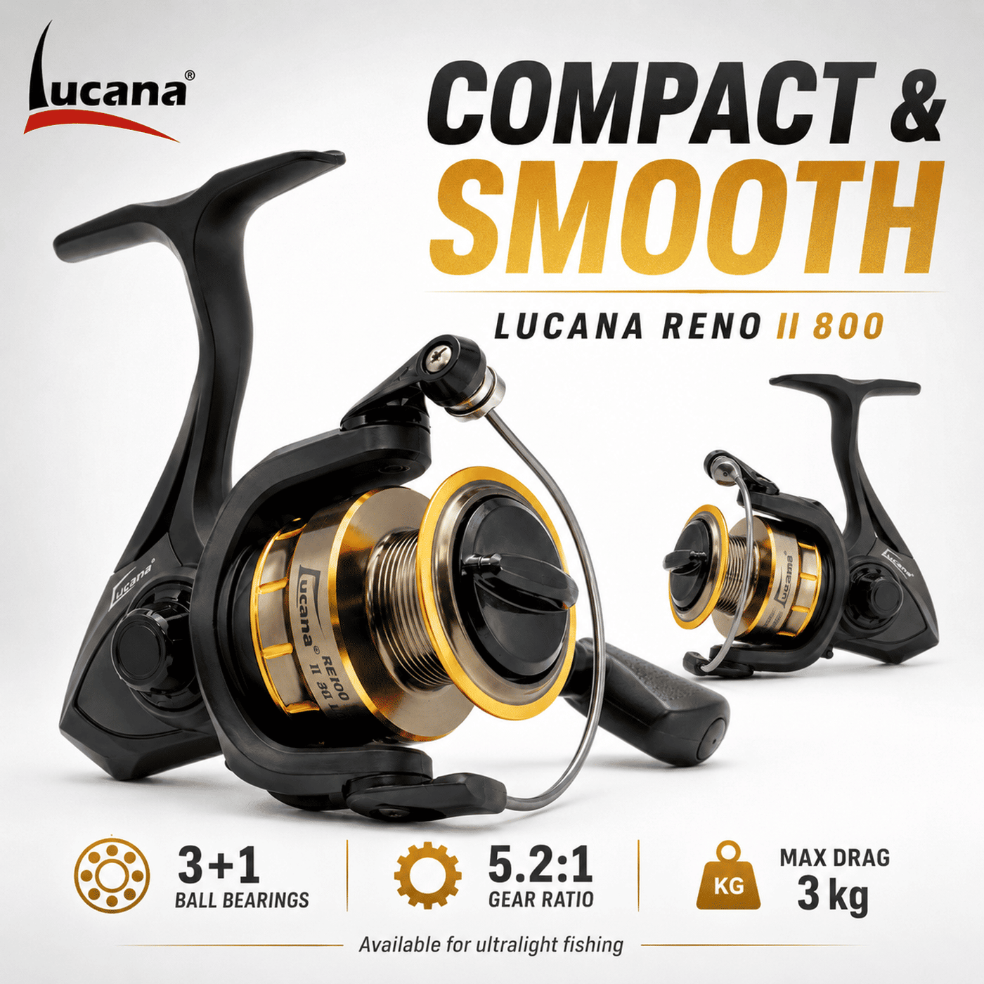 Lucana Reno II 800 Spinning Reel – Ultralight Fishing Reel India