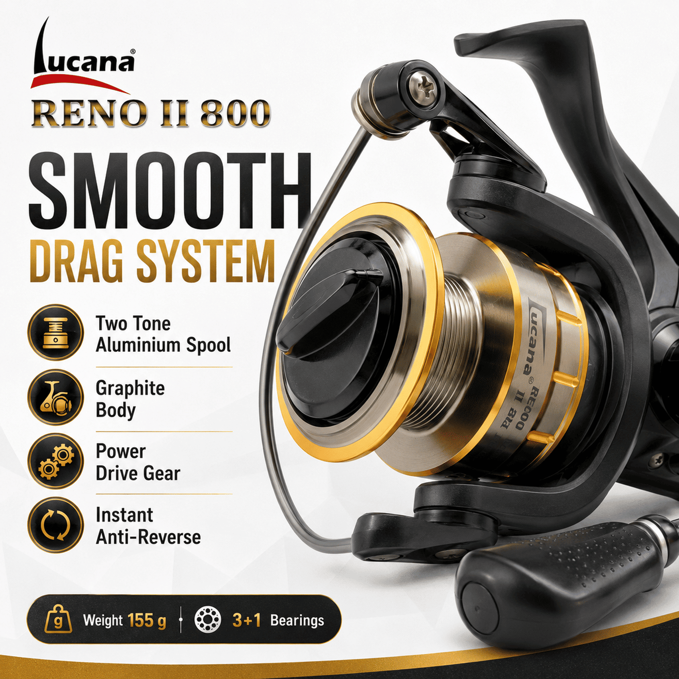Lucana Reno II 800 Spinning Reel – Ultralight Fishing Reel India