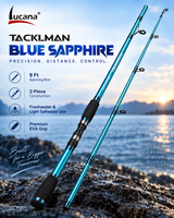 Lucana Tacklman Blue Sapphire 9 ft spinning rod coastal promotional image.