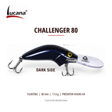 Lucana Challenger 80 Dark Side floating crankbait, 80 mm, 17.6 g. Dark blue-black finish.
