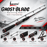 Lucana Ghost Blade MH/H two-tip carbon spinning rod sizes and features