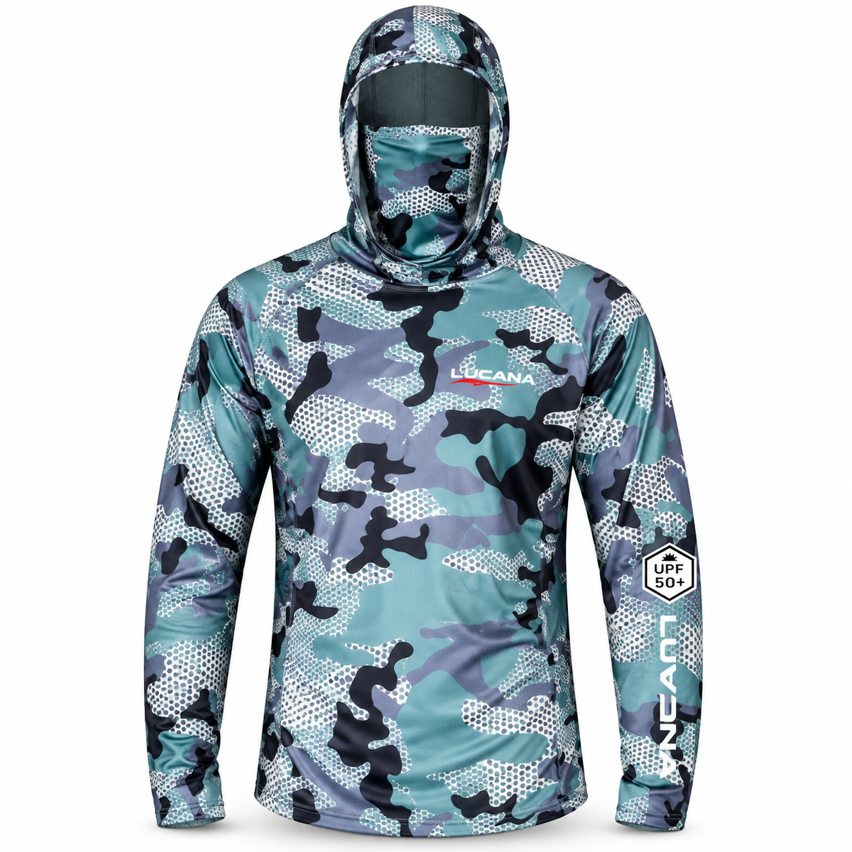 Lucana hooded fishing T-shirt with mask UPF 50 plus