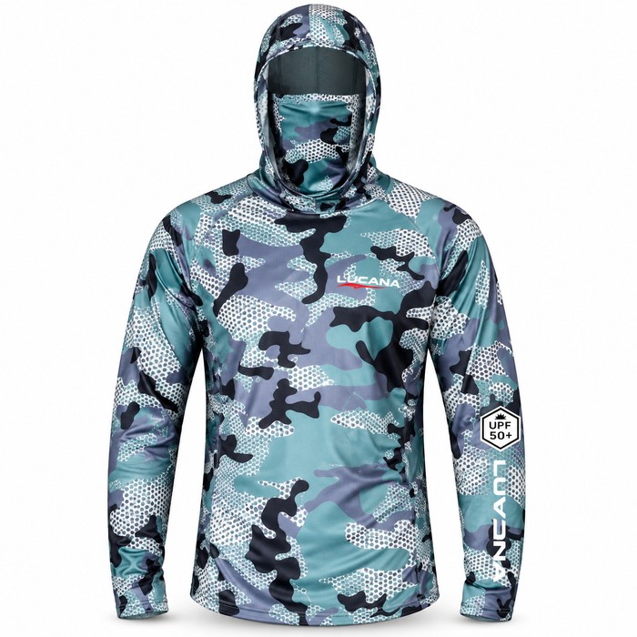 Lucana hooded fishing T-shirt with mask UPF 50 plus