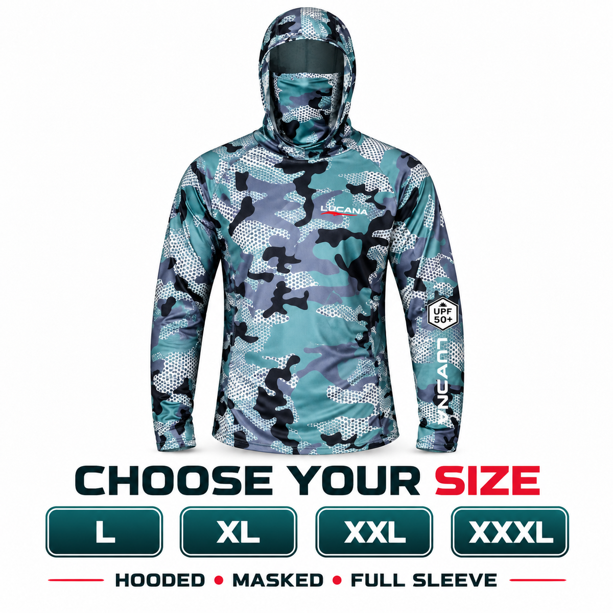 Lucana hooded fishing T-shirt sizes L XL XXL XXXL