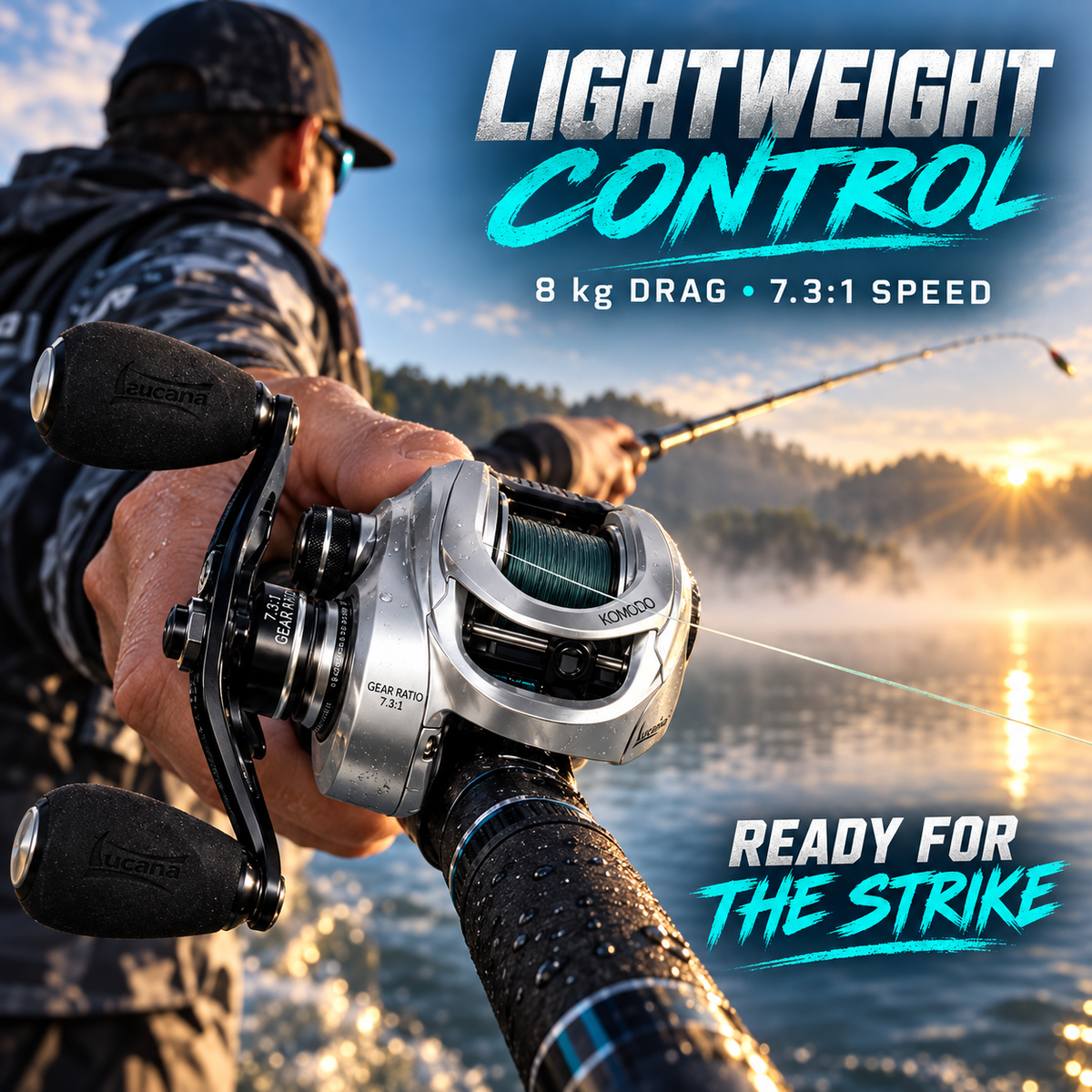 Lucana Komodo baitcasting reel in use