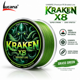 Lucana Kraken X8 100 m Grass Green braided fishing line on white background