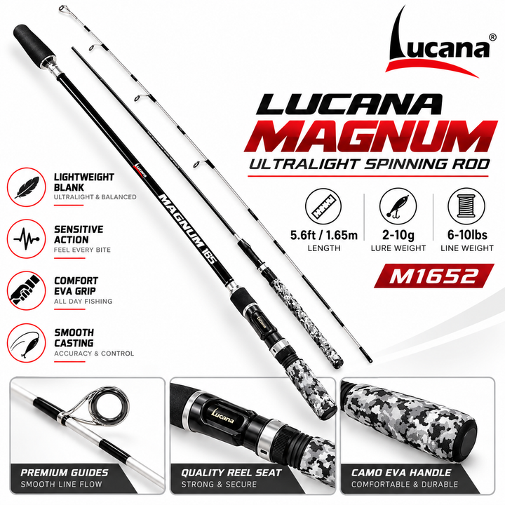 Lucana Magnum M1652 ultralight spinning rod 5.6 ft main image.