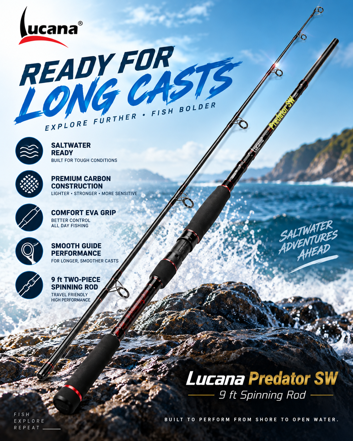 Lucana Predator SW 9 ft spinning rod coastal promotional image