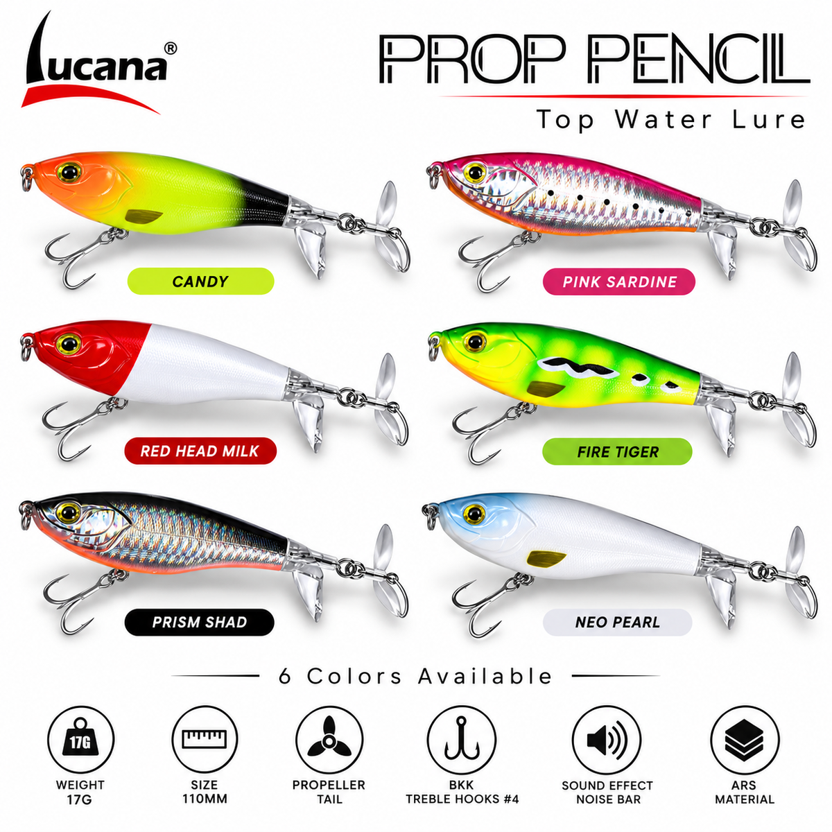 Lucana Prop Pencil six colour variants.