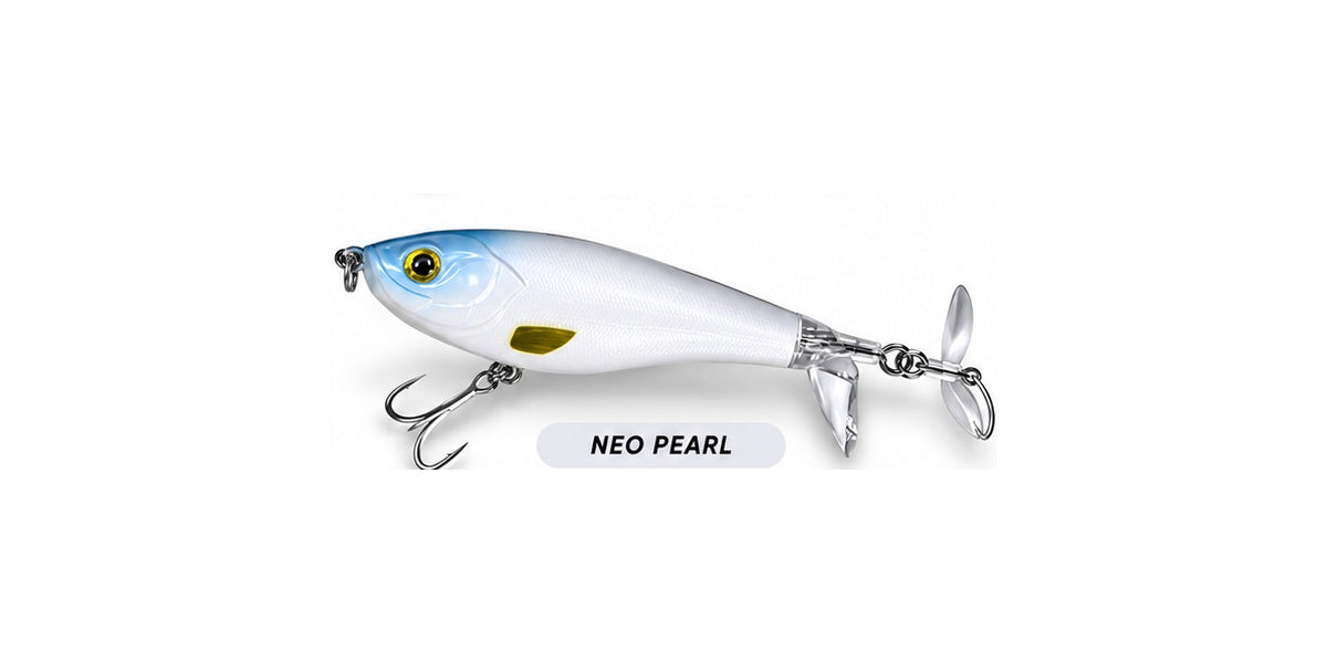 Lucana Prop Pencil Neo Pearl colour top water lure.