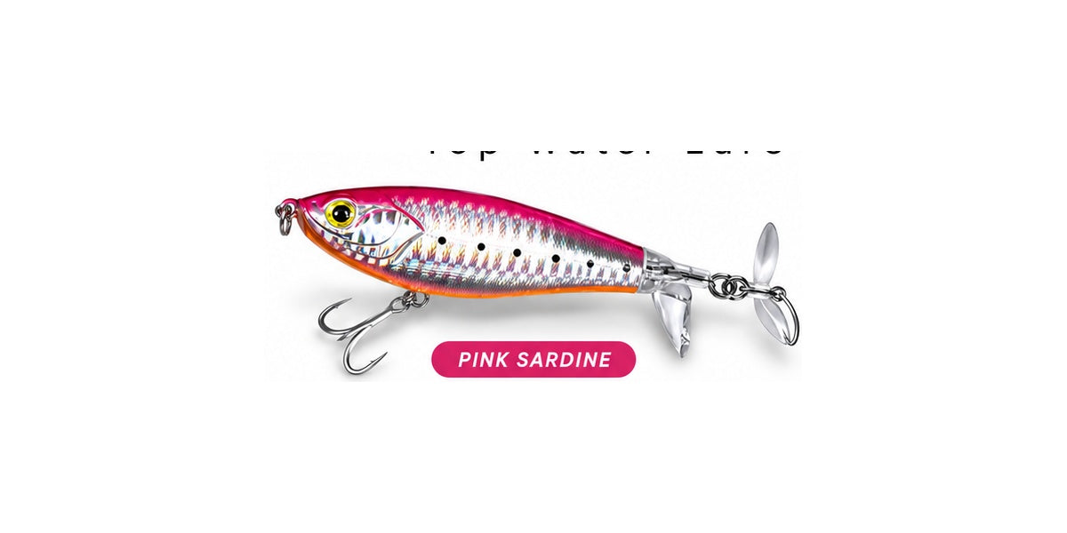 Lucana Prop Pencil Pink Sardine colour top water lure.