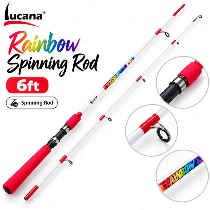 Lucana Rainbow Spinning Rod 6 ft main product image.
