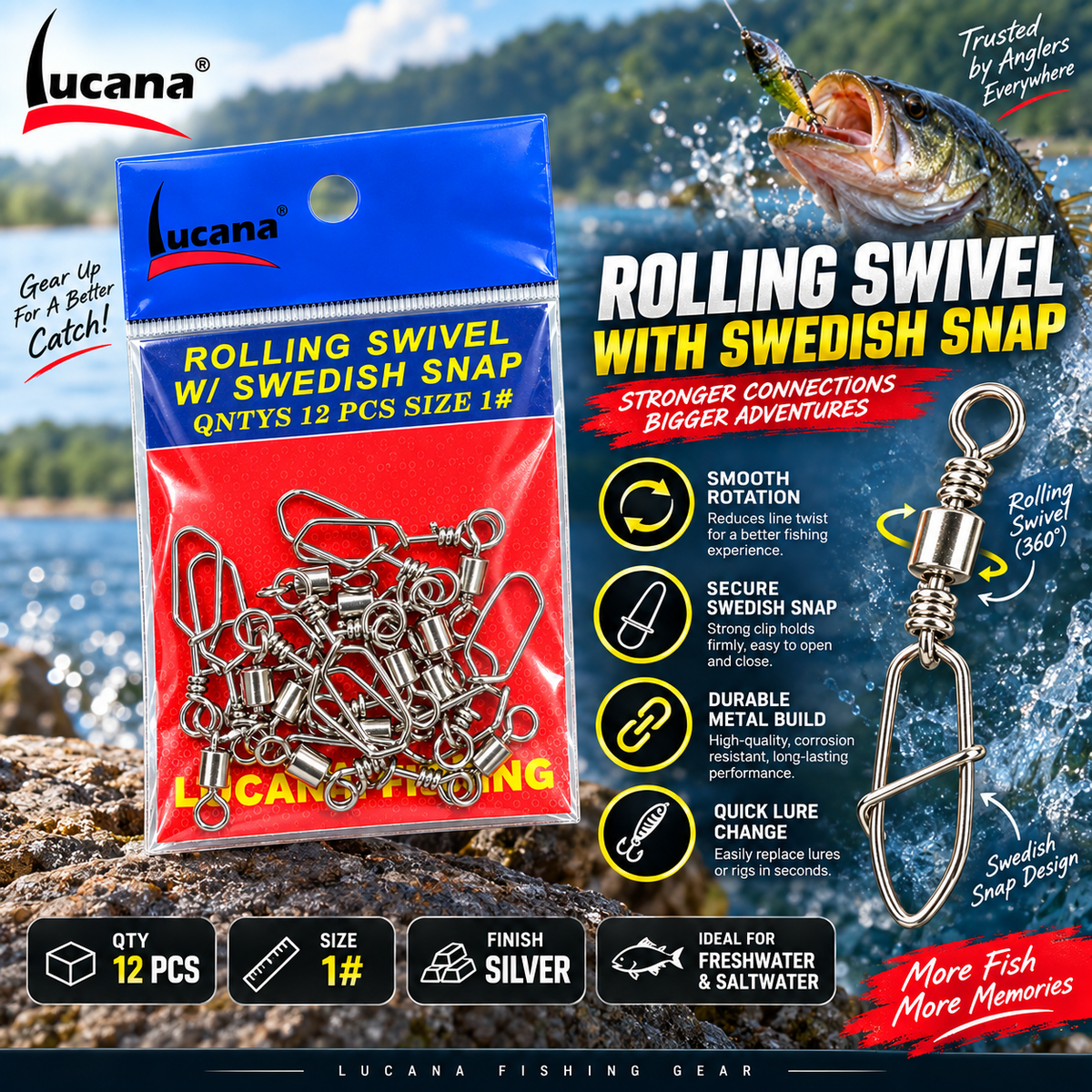 Lucana Rolling Swivel with Swedish Snap lifestyle image