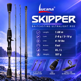 Lucana Skipper baitcasting ultralight rod specifications.