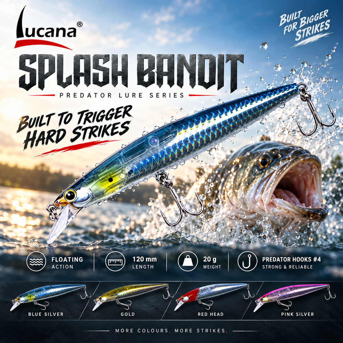 Lucana Splash Bandit promotional fishing image.