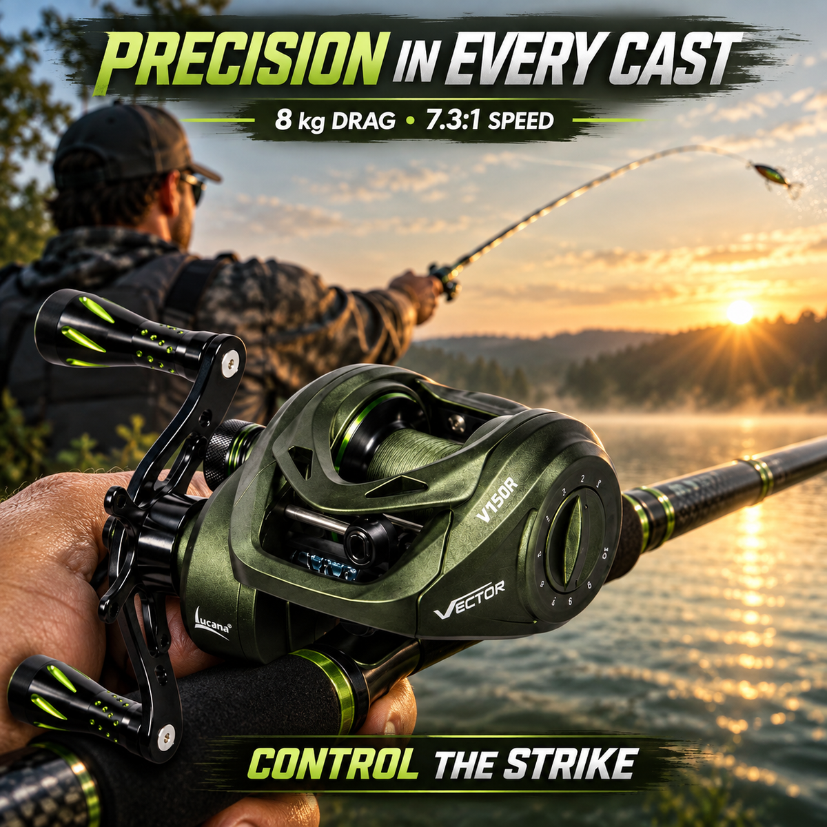 Lucana Vector V150 baitcasting reel in use