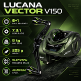 Lucana Vector V150 baitcasting reel specifications